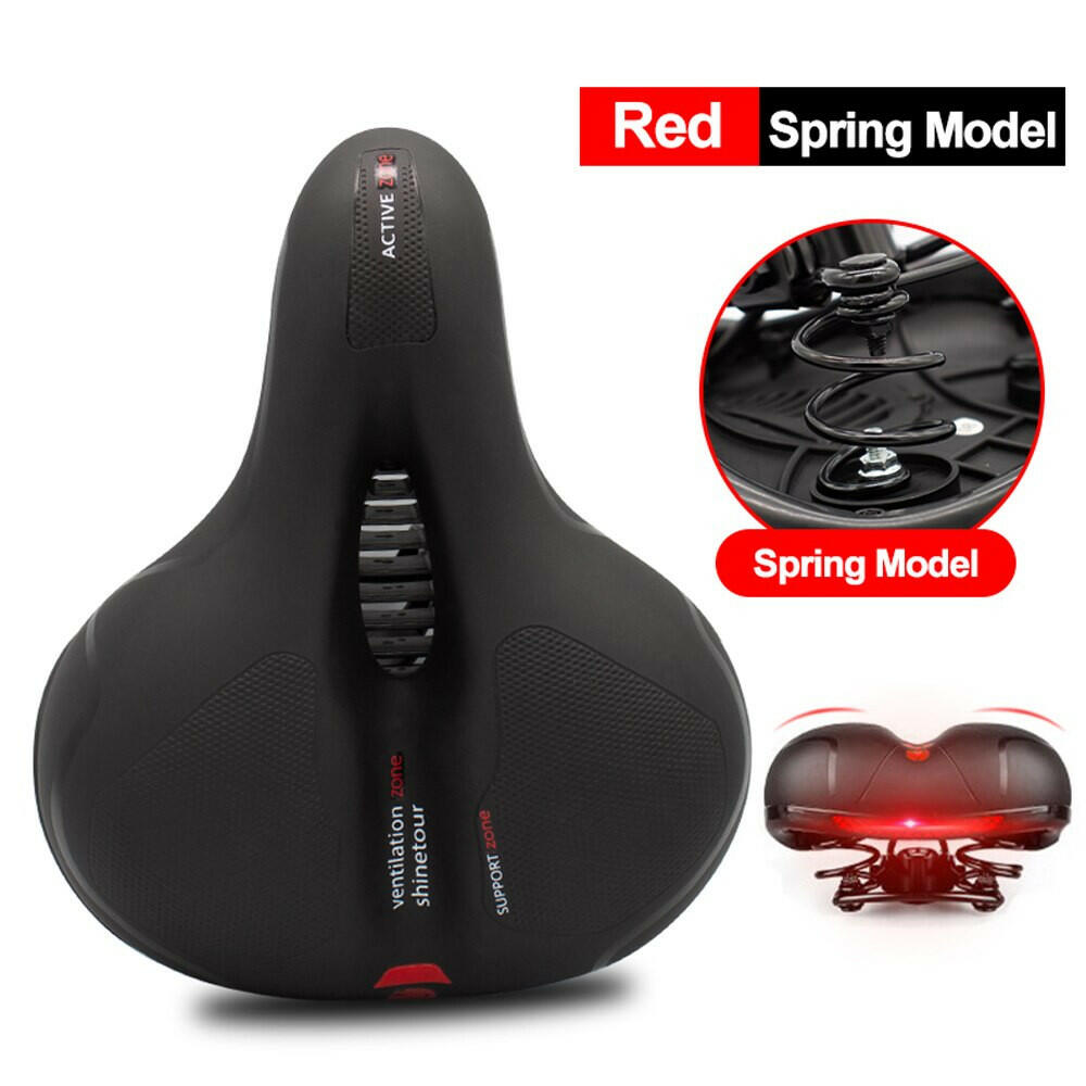 Hollow Breathable Bicycle Saddle Men Women MTB Road Bike Saddle Shock Absorbing Comfortable Big Butt Bike Seat Safety Warning-WAYBIKER