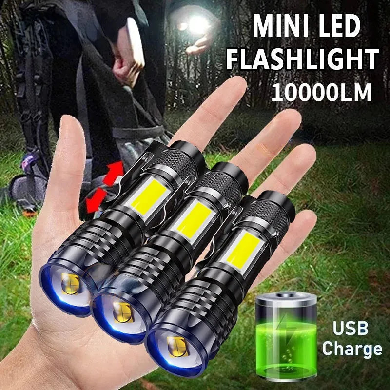 Mini LED Flashlight Portable USB Rechargeable Zoom Torch Outdoor Retractable Q5 Lighting Waterproof Remote Camping Hiking-WAYBIKER