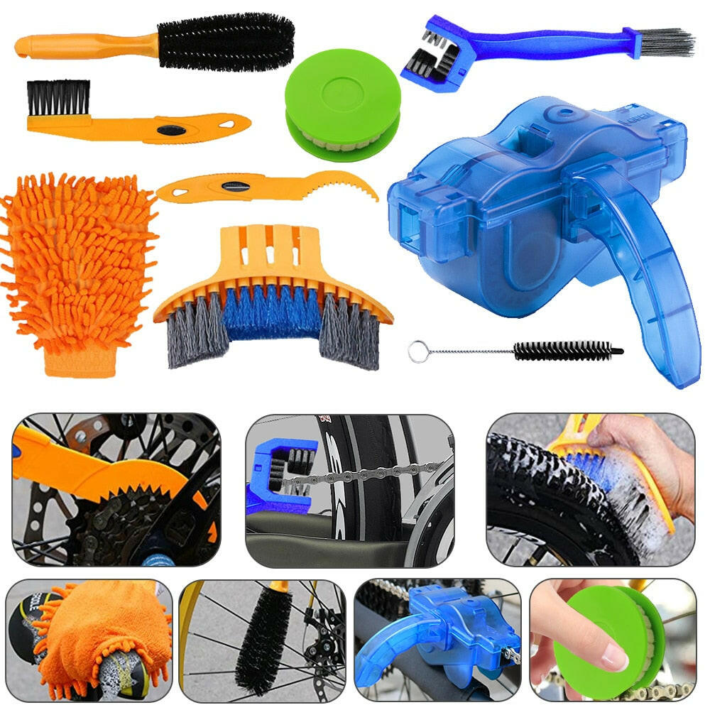 Chain Cleaner Cleaning Bicycle Chain Brush Wash Tool Set MTB Road Bike Protection Oil Chain Gear Grunge Brush for Mountain Bike