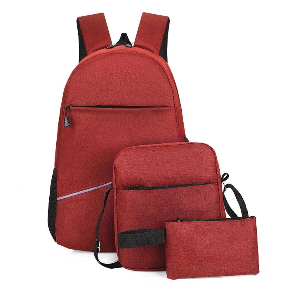 Set of 3 Large Capacity Outdoor Backpack Set Business Travel Bag Shoulder Bags with USB Charging Port for Man Teenagers Adults-WAYBIKER