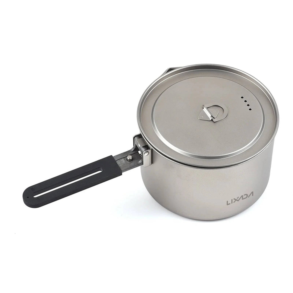 Lixada 1100ml Titanium Fry Pan Ultralight Grill Frying Pan with Folding Handle for Outdoor Cooking Camping Hiking Backpacking-WAYBIKER