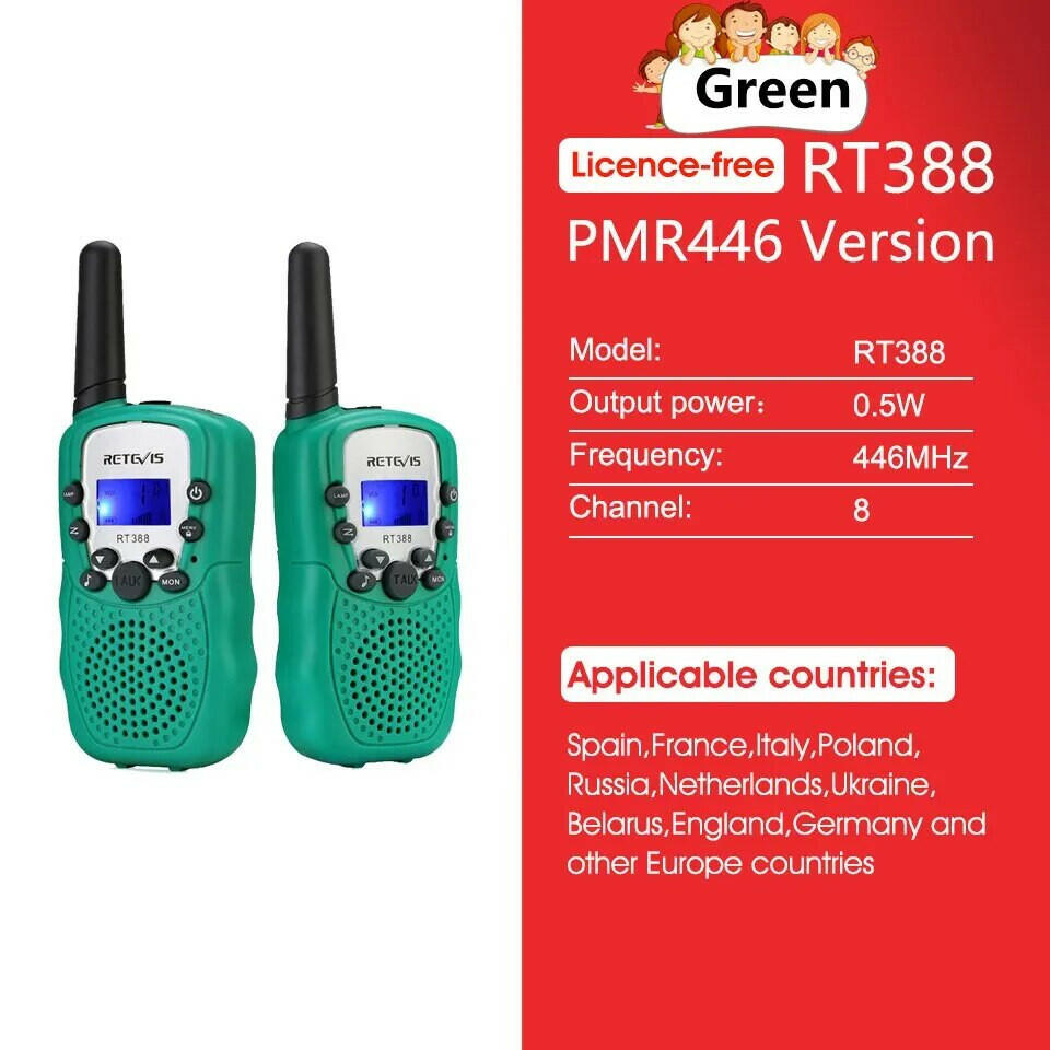 RETEVIS RT388 Walkie Talkie Children 2 Pcs Children Radio Receiver WalkieTalkies Kids Birthday Gift Child Toys for Boys Girls-WAYBIKER
