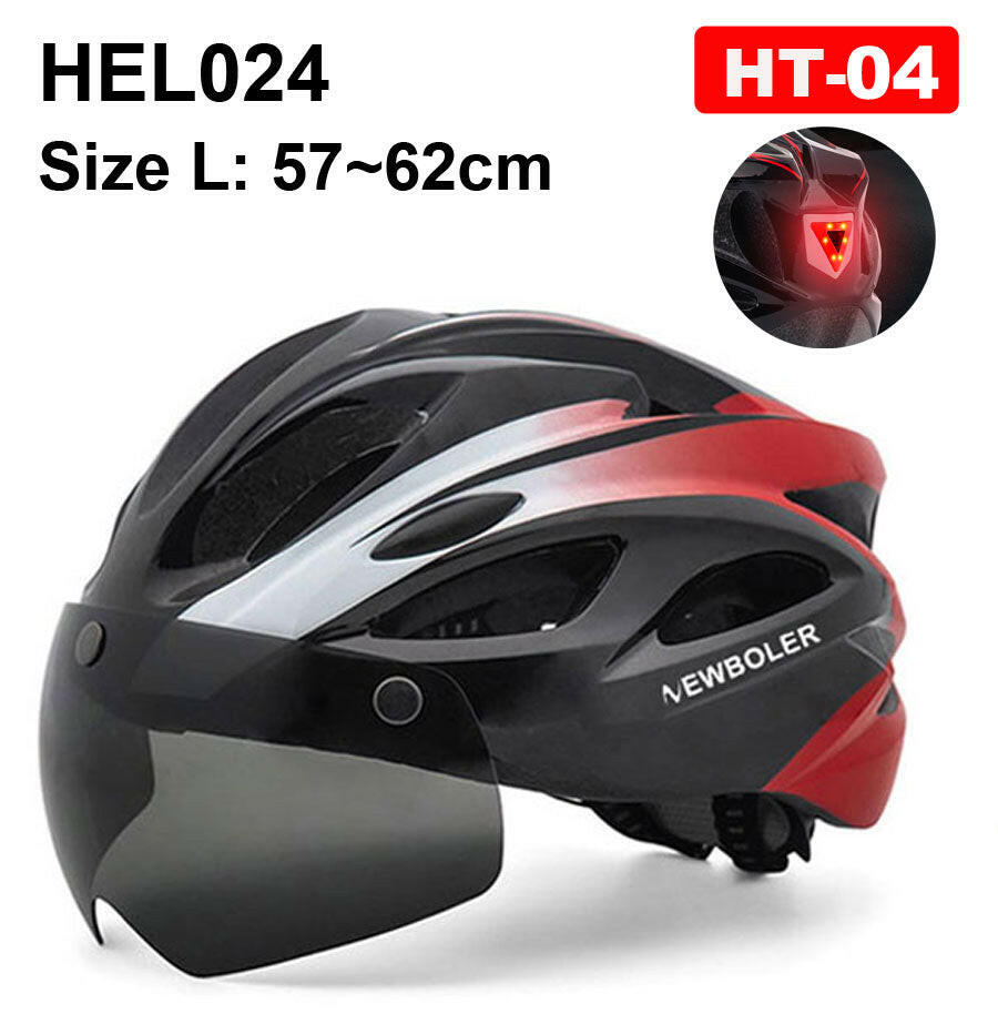 NEWBOLER Cycling Helmet Man Women LED Light Helmet Road Mountain Bike Helmet Lens For Riding Bicycle Sports Skateboard Scooter