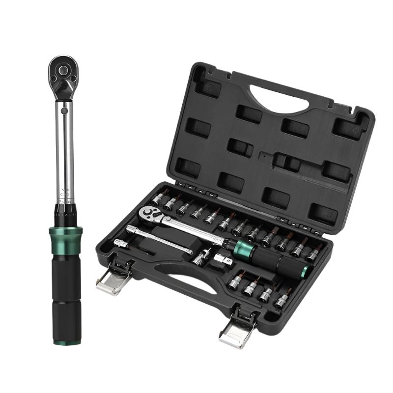 1/4'' Drive 2-24N.m Precise Double Scale Torque Wrench Set MTB Bike Socket Spanner Bicycle Motorcycle Ratchet Repair Toolbox Kit-WAYBIKER