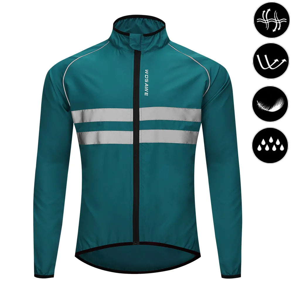 WOSAWE Men Cycling Windbreaker MTB Bicycle Long Sleeve Coat Water Resistant Outdoor Sport Jersey Bike Jacket Cycling Clothing-WAYBIKER