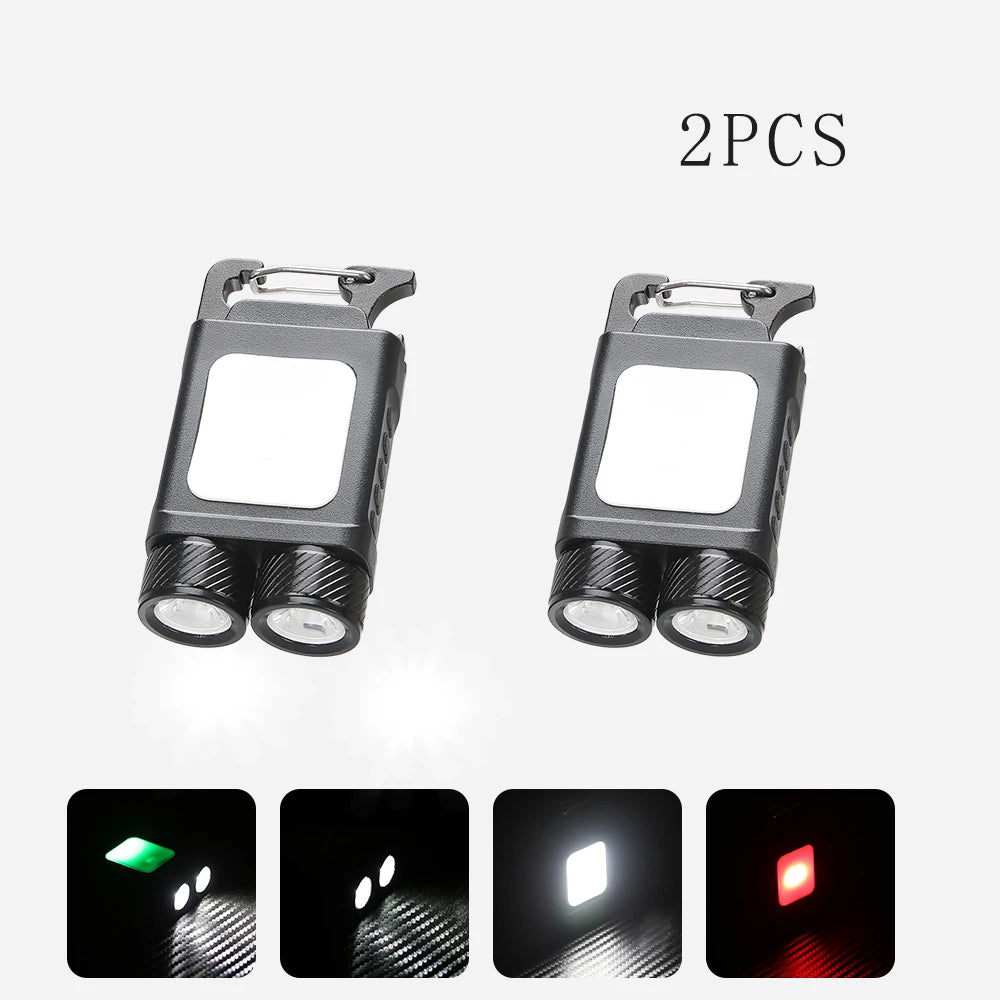 Multifunctional Mini Keychain Flashlight Back Magnet 6 Lighting Modes USB Charging Portable Torch Outdoor Camping Work Lantern-WAYBIKER