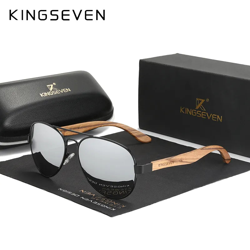 KINGSEVEN New Photochromic Pilot Sunglasses Men Polarized UV400 Fashion Sunglass Mirror Wood sun glasses Driving-WAYBIKER