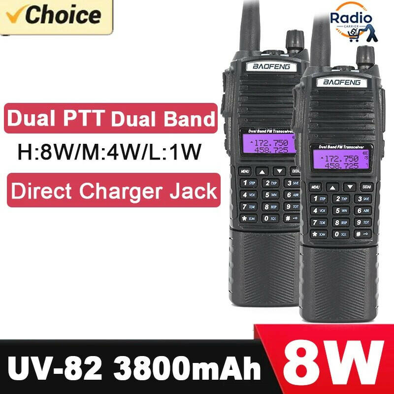 Baofeng Walkie Talkie 2 Way Ham radio comunicador UV 82 Dual PTT 8W 5W 10KM Dual Band UV-82 UHF VHF UV82 UV 5R 9R 13 UV16 Radios-WAYBIKER