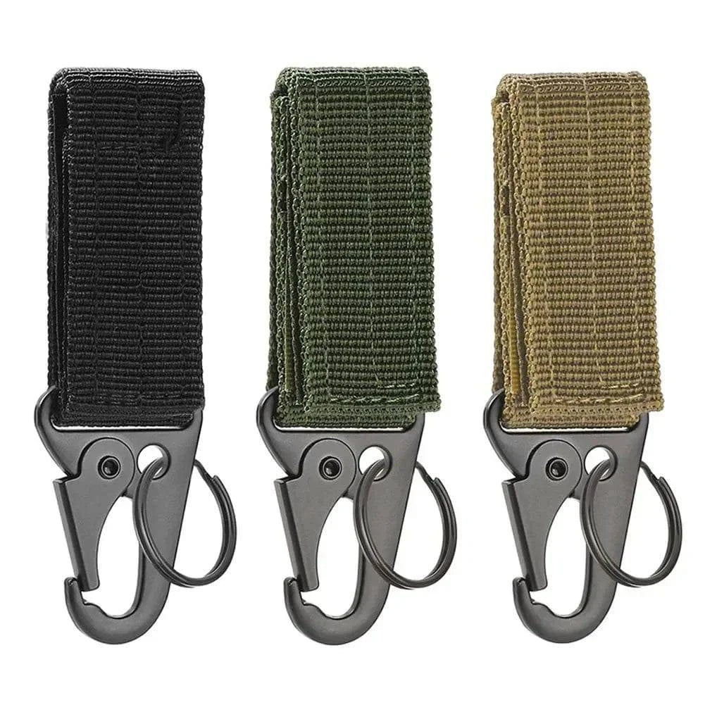 2pcs Tactical Hanging Buckle Molle Nylon Webbing Carabiner Belt Triangle Keychain for Outdoor Climbing Camping Tool Accessory-WAYBIKER