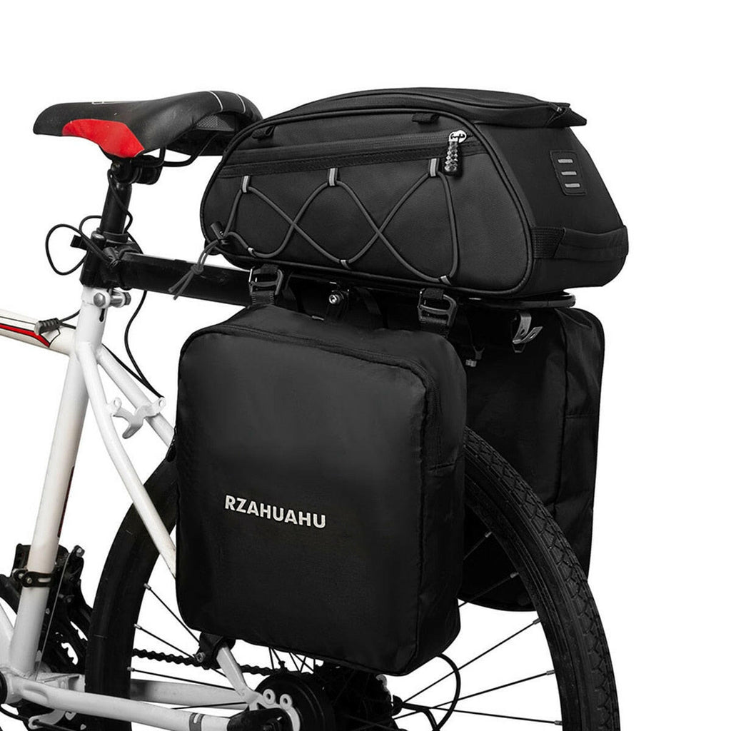 3-in-1 Bike Rack Bag Trunk Bag Waterproof Bicycle Rear Seat Bag with 2 Side Hanging Cooler Bags Cycling Cargo Luggage Bag-WAYBIKER