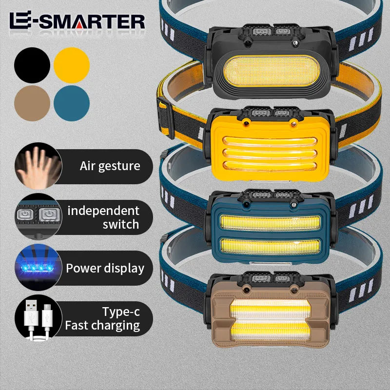 USB Rechargeable Headlights Outdoor Household Portable LED Headlamp with Built-in 1800mah Iithium Battery Head Lamp-WAYBIKER