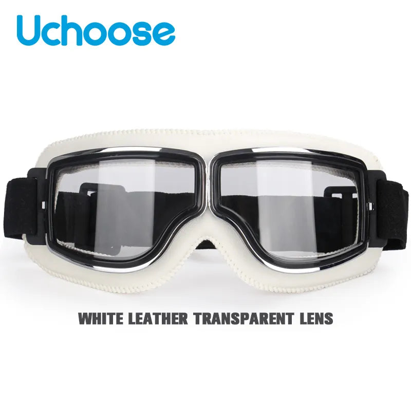 Windproof Bicycles Helmet Glasses Leather Safety Protective Anti-glare Motocross Cross-country Steampunk Glasses Easy To Carry-WAYBIKER