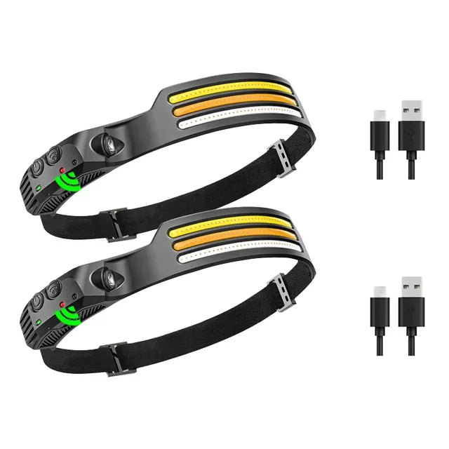 LED Sensor Headlight Rechargeable Headlamp COB Working Light With Built-in Battery Outdoor Waterproof Camping Fishing Flashlight-WAYBIKER