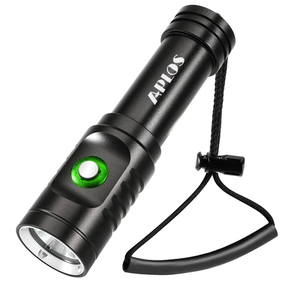 APLOS AP01 1050 Lumens Diving Flashlight XM-L2 5000k LED Scuba Dive Light, IPX8 Waterproof Underwater 100m Rechargeable Torch-WAYBIKER