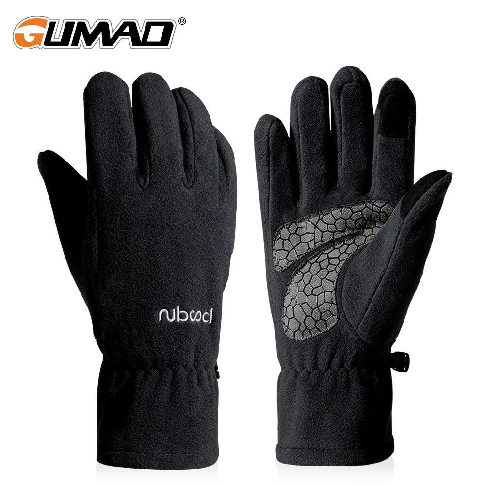Winter Thermal Cycling Gloves Touch Screen Fleece Windproof Ski Outdoor Hiking Bicycle Running Non-slip Full Finger Men Women-WAYBIKER