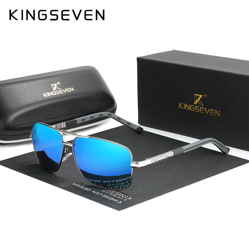 KINGSEVEN 2023 Aluminum Brand Pilot Polarized Sunglasses Men Women Fashion Frame Male Sun Glasses For Driving Oculos de sol-WAYBIKER