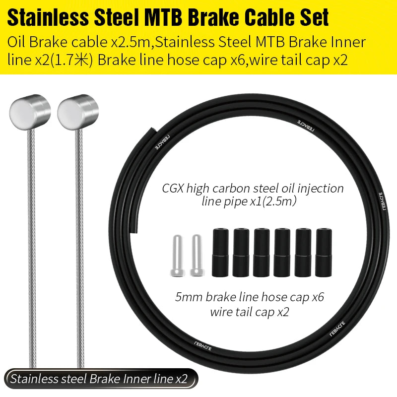 Lebycle stainless steels Bicycle Brake Shifter Cable Kit Bicycle Brake Shift Line Set For Mountain Road Bike Cable Housing-WAYBIKER