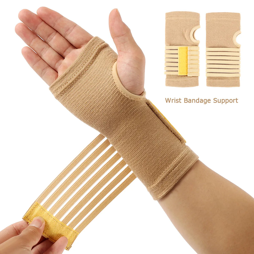 2pcs Elastic Bandage Wrist Guard Support Arthritis Sprain Band Carpal Protector Hand Brace Accessories Sports Safety Wristband-WAYBIKER