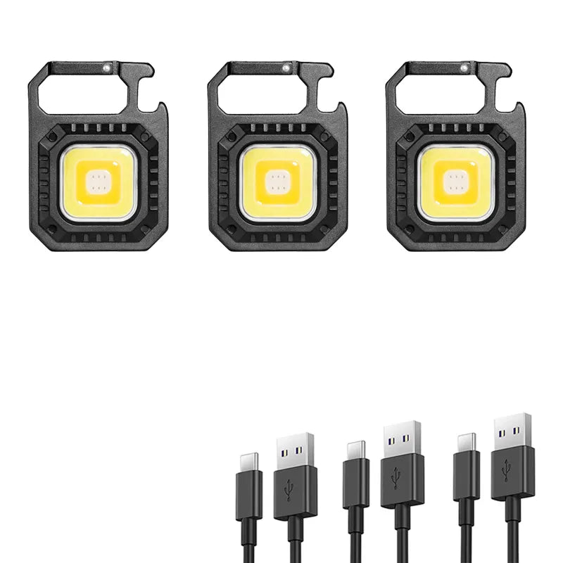 Mini LED Flashlight Keychain Light Multifunctional Portable COB Camping Flashlights USB Charging Work Lights Working for 5 Hours-WAYBIKER