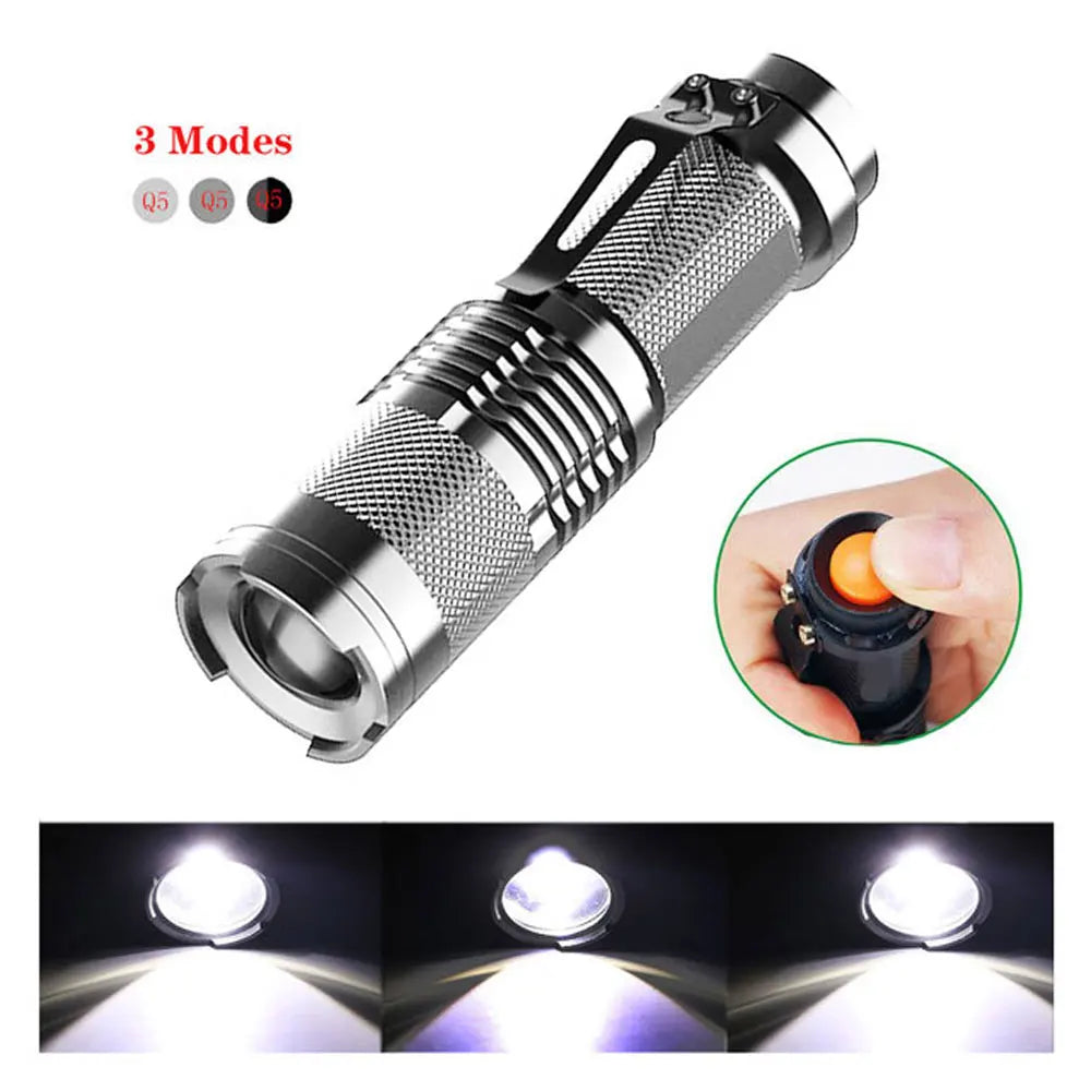 Mini Portable Working Flash lamp 380LM Q5 LED Flashlight Zoomable torch flashlight Lighting lantern Use AA 14500 Battery Light-WAYBIKER