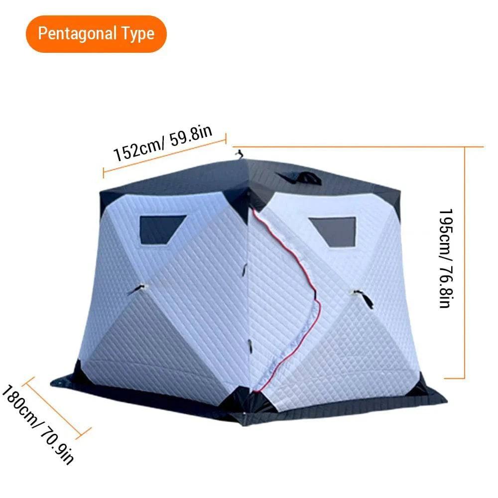 Outdoor Camping Ice Fishing Tent Insulated Thicken Quick Set Up Winter Fishing Tent for 5-8 People Camping Hiking Fishing-WAYBIKER