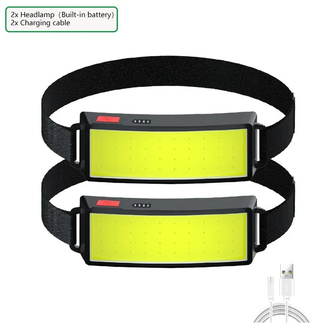 New Upgrade Portable LED Head Lamp Built-in 1200mah Battery COB Headlight USB-C Rechargeable Waterproof Torch Camping Flashlight-WAYBIKER