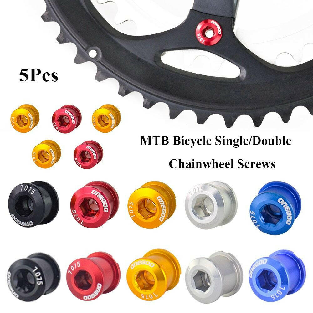 5Pcs MTB Bicycle Single/Double Chainwheel Screws Cycling Wheel Bolt Alloy 7075 6.5mm Road Bike Disc Screws for Crankset Parts-WAYBIKER