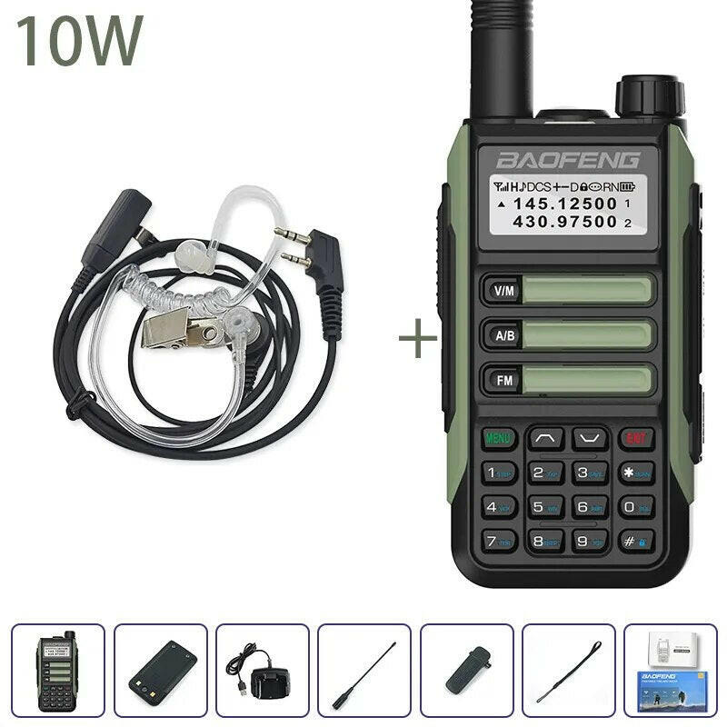 Baofeng UV-16 Plus Walkie Talkies Long Range 10KM Waterproof Two Way Radio10W VHF UHF Band UV 16 Pro USB Type C Upgrade of UV-5R-WAYBIKER