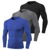 3pcs Men's Athletic Long Sleeve Compre ssion Shirts Quick Dry Workout T-Shirt Running Tops-WAYBIKER