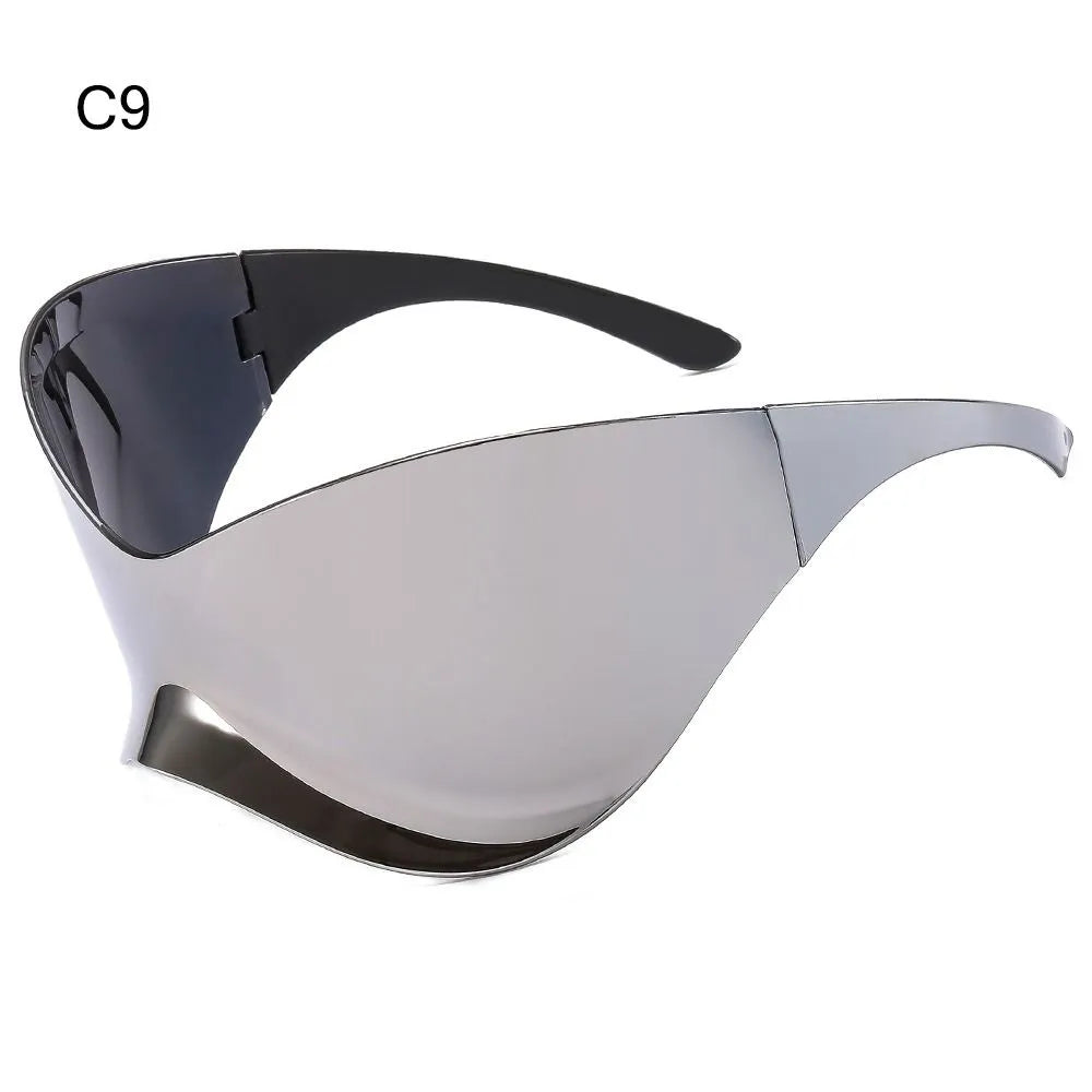 Oversized Wrap Around Punk Y2K Sunglasses Goggle Futuristic Sunglasses for Men Women Sport Sun Glasses Chic Riml Sunglasses-WAYBIKER