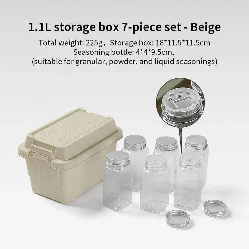 1.1L Outdoor Camping Storage Box Travel BBQ Utensils Organizer Seasoning Bottle Storage Box Portable Desktop Tissue Container-WAYBIKER