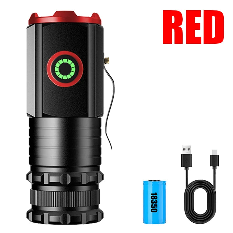 P35 2000LM Powerful LED Flashlight Mini EDC High Power Tactical Torch 5 Modes USB Rechargeable Camping Lantern Use 18350 Battery-WAYBIKER