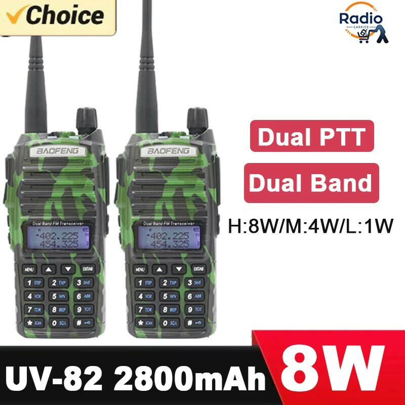 Baofeng Walkie Talkie 2 Way Ham radio comunicador UV 82 Dual PTT 8W 5W 10KM Dual Band UV-82 UHF VHF UV82 UV 5R 9R 13 UV16 Radios-WAYBIKER