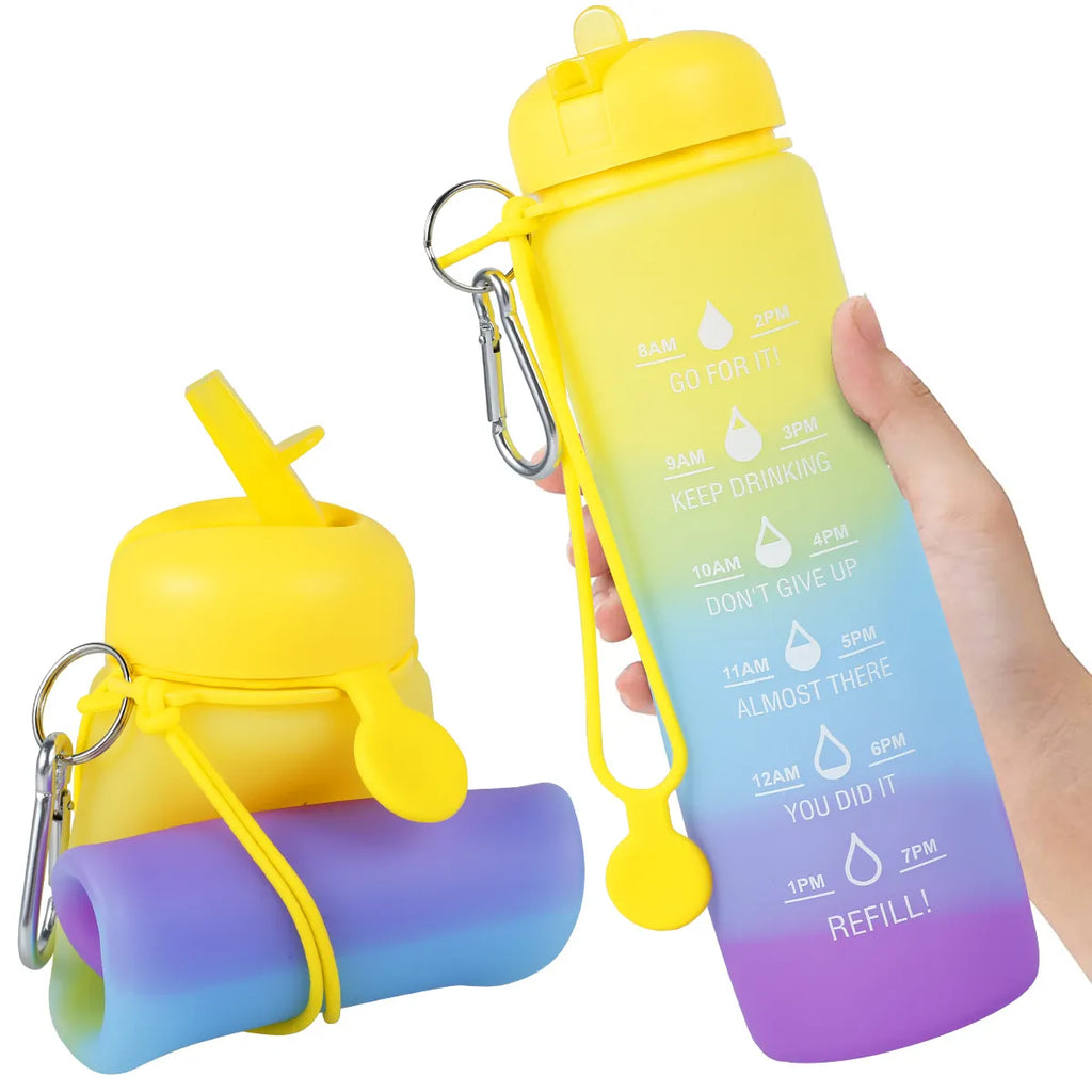 600ML Foldable Silicone Water Bottle Portable Retractable Sport Bottles Coffee Cup Outdoor Travel Collapsible Drinking Water Cup-WAYBIKER