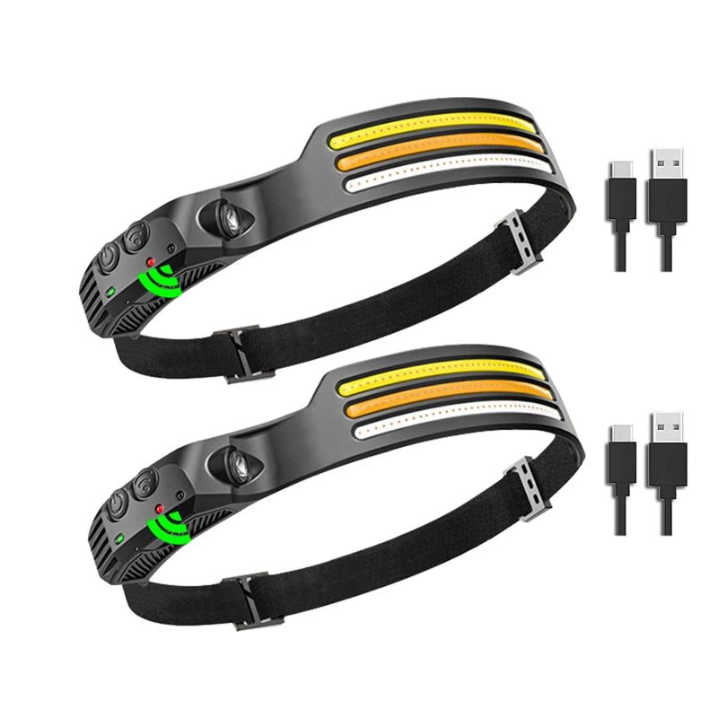 1/3/5/10PCS Sensor Headlamp 10 Lighting Modes Camping Fishing Search Light USB Rechargeable Waterproof LED Headlamp Headlight-WAYBIKER