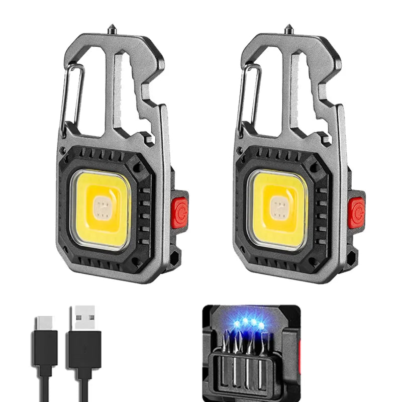 Mini LED Flashlight Work Light Rechargeable Keychain Lamp Outdoor Camping Torch Portable Pocket Wrench Screwdriver Safety Hamme-WAYBIKER