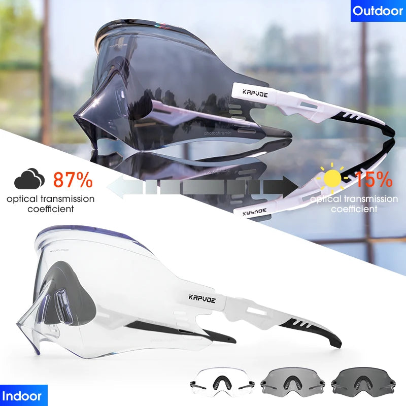 Kapvoe-Photochromic Sports Sunglasses for Man Road MTB Bicycle Glasses Riding Goggle Sports Eyewear Bike Women Cycling Glasses