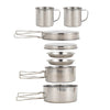 8pcs/Set Camping Cookware Mess Kit Stainless Steel Cooking Pot and Pan Set with Plates Cups for Outdoor Hiking Backpacking-WAYBIKER