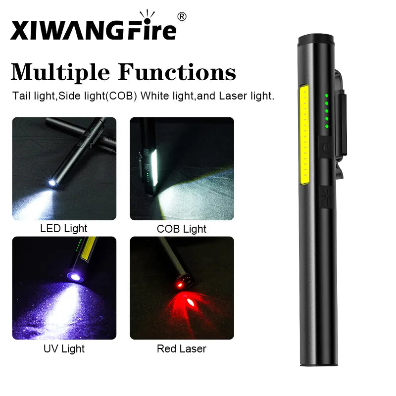 Magnetic LED Working Flashlight USB Recharge Emergency Torch Super Bright Outdoor Camping Lamp COB Pen Flashlamp Lantern-WAYBIKER
