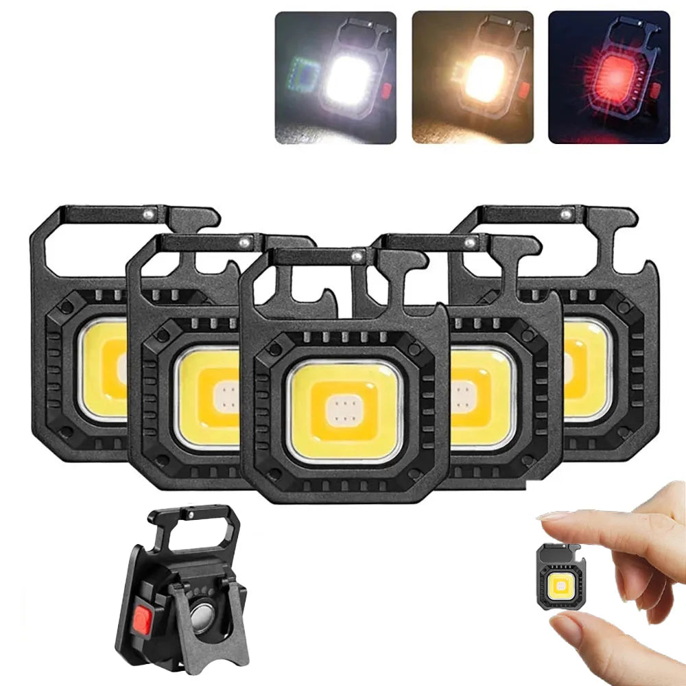 Multifunctional Mini Portable Keychain Flashlight Waterproof USB Rechargeable Emergency Work Light Outdoor Camping Torch-WAYBIKER