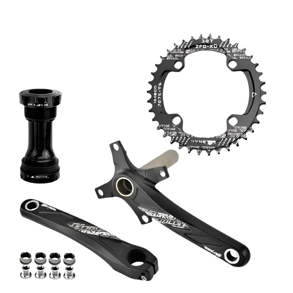 GOLDIX 104BCD Wide & Narrow Tooth Mountain Bike Parts Crankset 170/175mm Cranks Round/Oval Chainrings 32T/34T/36T/38T MTB-WAYBIKER