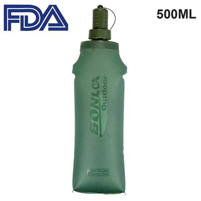 TPU Folding Soft Flask Sport Water Bottle Running Camping Hiking Water Bag Collapsible Drink Water Bottle Water Bag-WAYBIKER