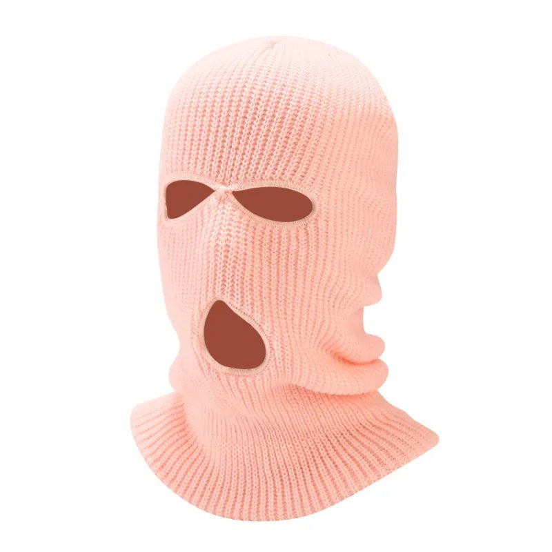 2023 New Fashion 3-Hole Knitted Full Face Cover Ski Mask Winter Balaclava Warm Knit Full Face Mask For Outdoor Sports-WAYBIKER