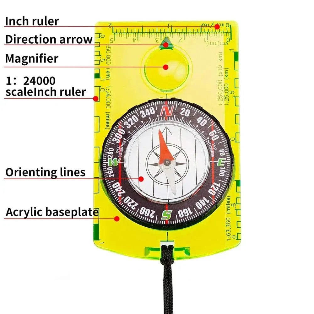 Waterproof Compass Outdoor Gadget Navigation Hiking Compass Camping Orienteering Backpacking Map Reading Compass for Scout Kids-WAYBIKER