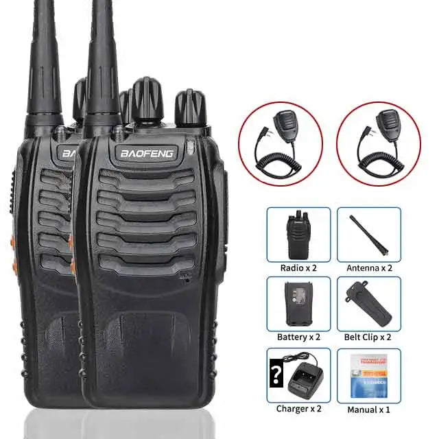 1/ 2PCS Baofeng BF-888S Walkie Talkie 888s UHF 5W 400-470MHz BF888s BF 888S H777 Long Range Two Way Radio For hunting hotel-WAYBIKER