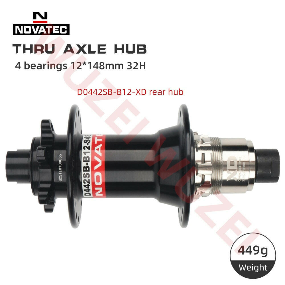 Novatec D442SB-B12 Boost 148mm x 12mm Thru Axle 142x12mm 32-hole 6-bolt Rear XD Micro Spline hub