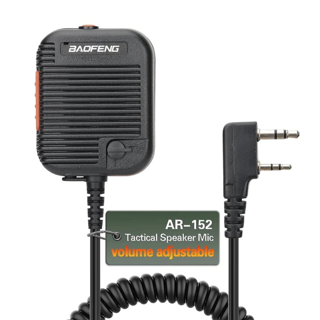 Baofeng AR-152 Tactical Remote Speaker Mic K Plug 2 Pin Volume Adjustable For AR-152 UV-5R S9 PLUS Walkie Talkie Two Way Radio-WAYBIKER