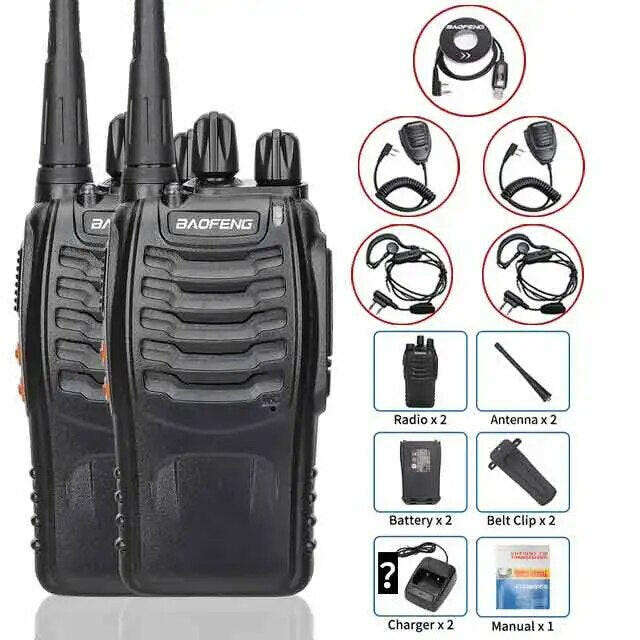 1/ 2PCS Baofeng BF-888S Walkie Talkie 888s UHF 5W 400-470MHz BF888s BF 888S H777 Long Range Two Way Radio For hunting hotel-WAYBIKER