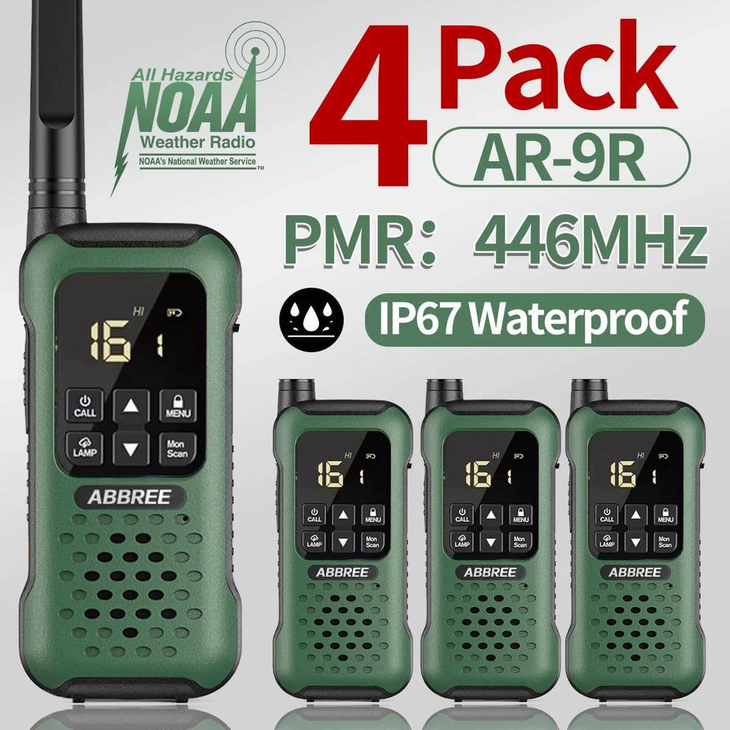 2/4 PCS AR-9R PMR Walkie Talkie IP67 Waterproof Floating NOAA Long Range Rechargeable Ham Two Way Radio for Fishing Kayaking-WAYBIKER