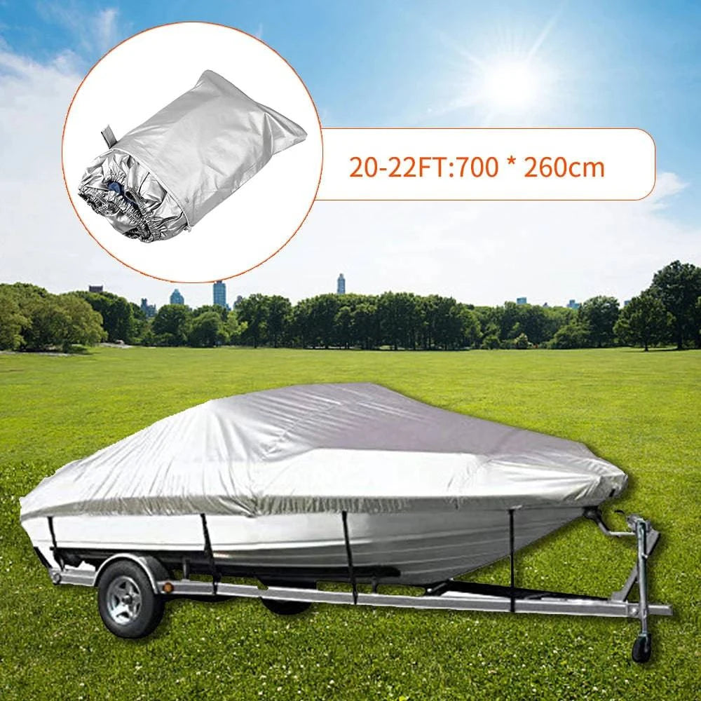 300D Oxford Fabric Boat Cover Yacht Outdoor Protection Waterproof Heavy Duty Silver Reflective Anti-smashing Durable Tear Proof-WAYBIKER